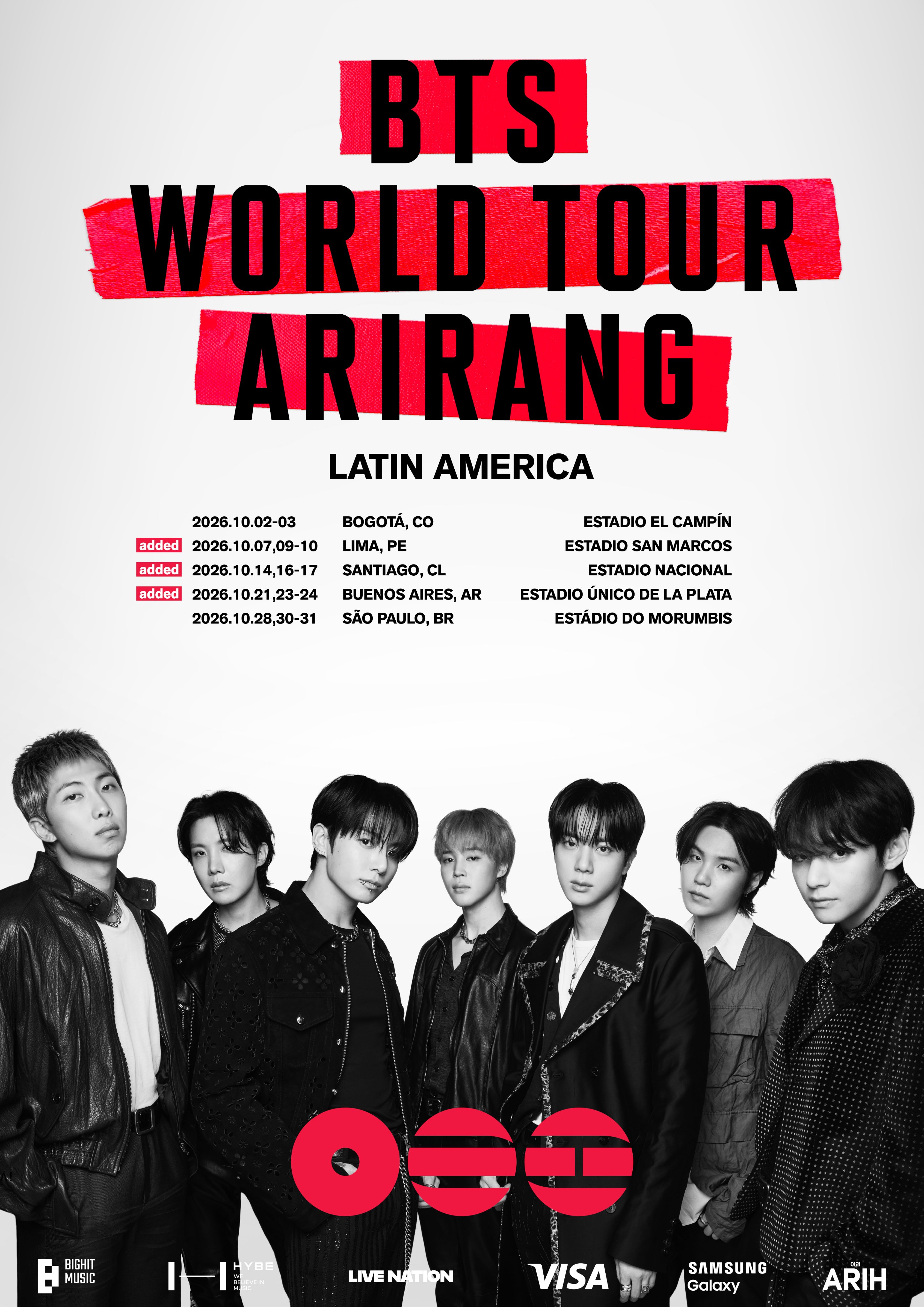 BTS World Tour ARIRANG Latin America — poster oficial